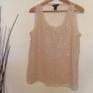 H&M Ivory Sequin Top